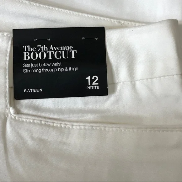 NWT NY & COMPANY 7th Avenue White Cotton Sateen Mid-Rise Bootcut Pants SIze 12P - Picture 7 of 10